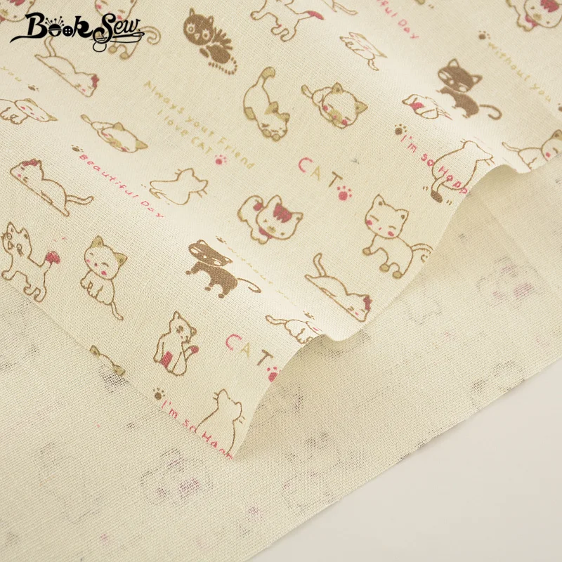 Красивый дизайн с кошкой хлопок льняная ткань для шитья сумка занавеска подушка