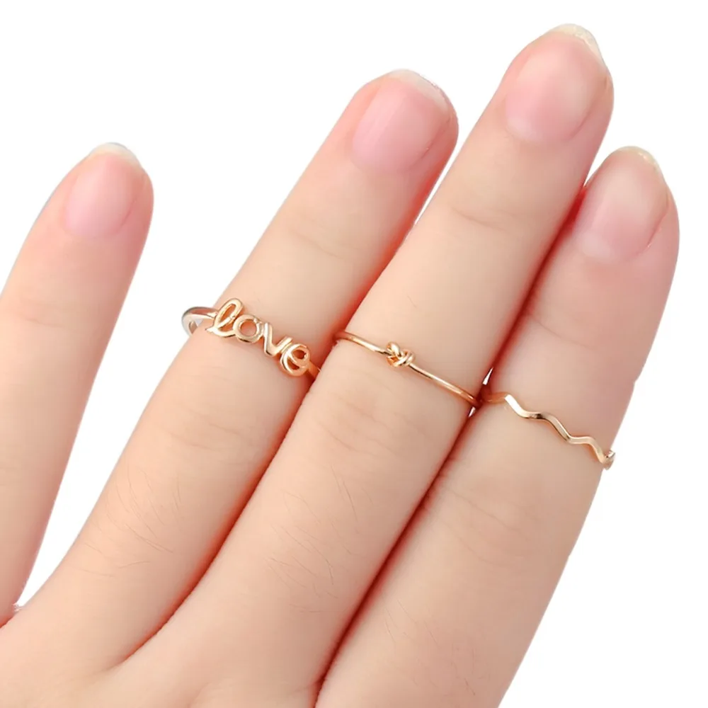 QIAMNI 3pcs/lot Pulse Heart Tree Bow Wave Zircon Love Flower Mountain Crown Round Knuckle Stackable Ring Set Women 's Toe | Украшения и