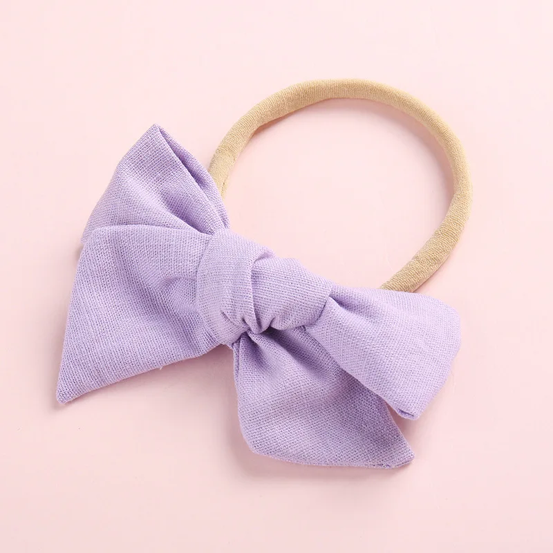 10 Purple Весенний хлопковый бант для детей, нейлоновая повязка на голову для малышей, Пасхальная повязка на голову, заколка для волос нейтрального цвета, банты для волос HB326S - Цвет: 10 Purple