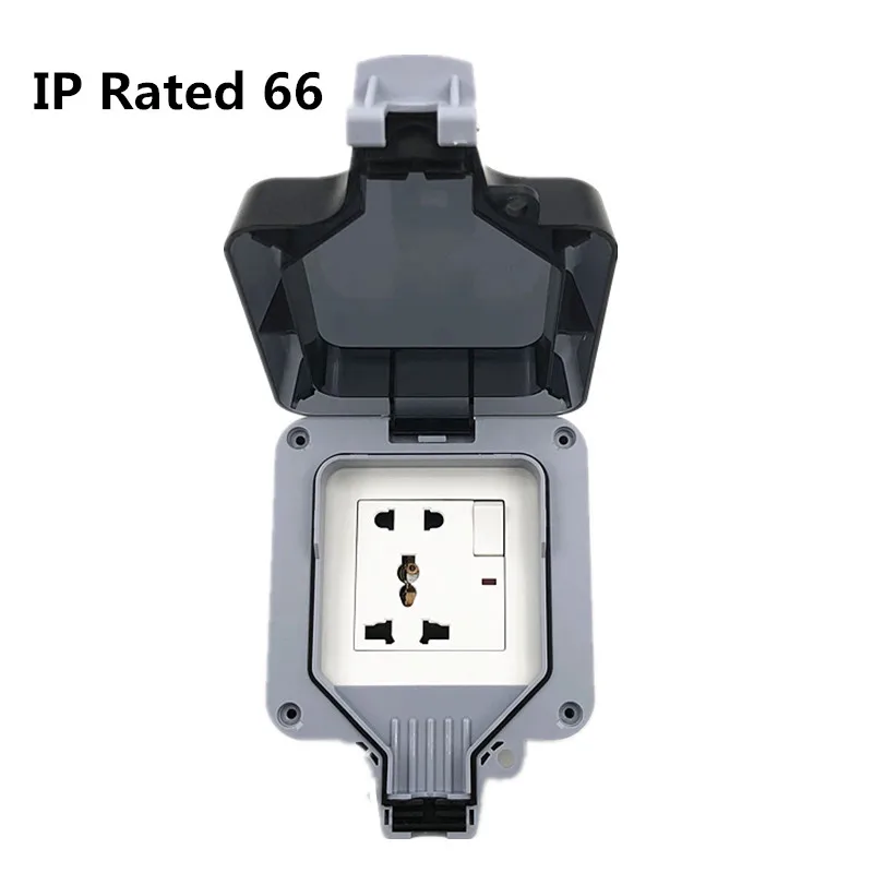 IP66 Водонепроницаемая наружная настенная розетка 10A EU/UK/US/AU стандартная