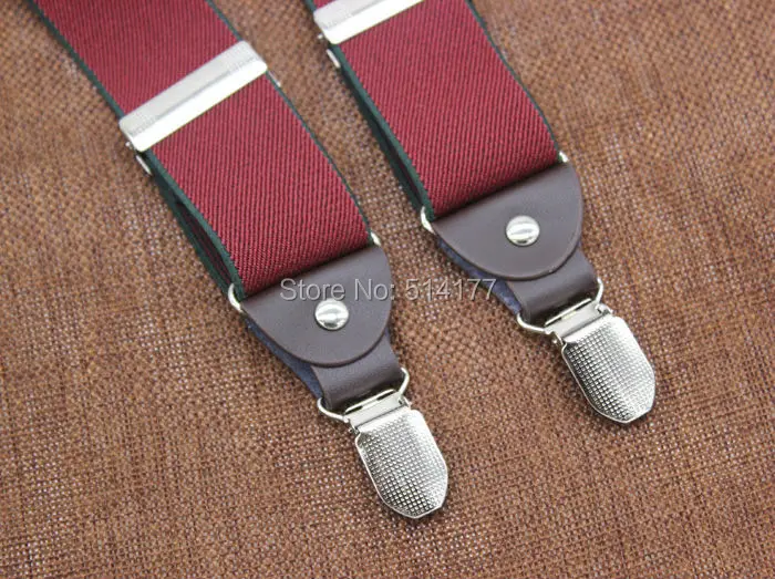 Мужские подтяжки на 4 клипсах регулируемые в подарочной коробке бордового цвета