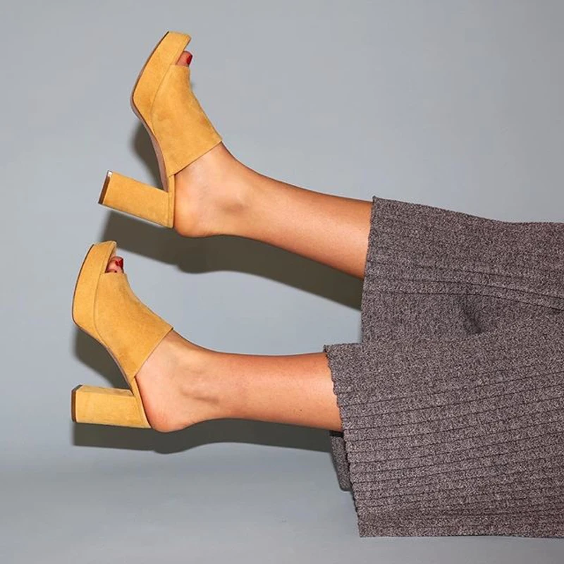 Женские замшевые босоножки Teahoo летние мюли из натуральной кожи в стиле ретро без