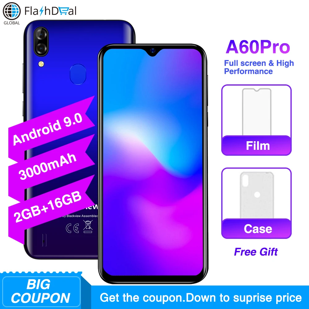 Blackview A60 Pro Android 9 0 MTK6761 четырехъядерный смартфон 6 088 &quotэкран капли воды 4080 мАч Face ID