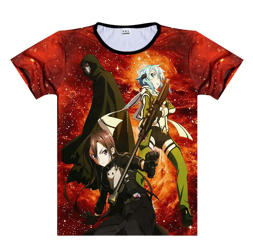 Sword Art Online T-shirt Asuna Kirito Kirigaya Kazuto SAO Cosplay Costume Anime Fashion Men Women T Shirt Tees New Cool Design | Мужская