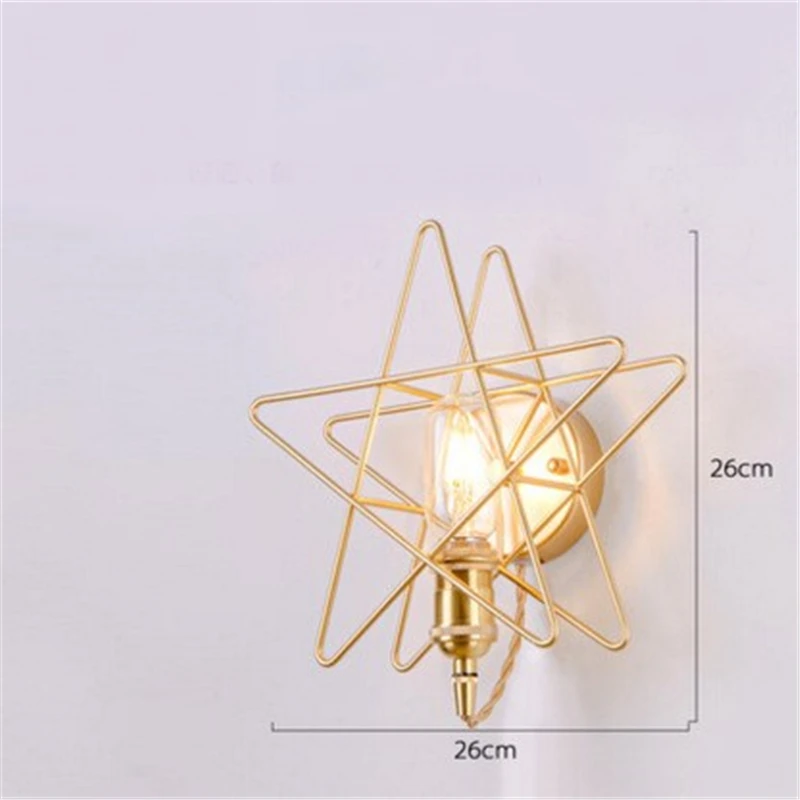 

Five-pointed Star Lron Led Wall Lamp Bedroom Bedside Restaurant Corridor Stairs Wandlamp Living Room Decoration Light Fixtures