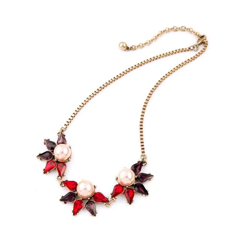 Бохо шик имитация жемчуга Цветы нагрудник ожерелье 2016 летнее платье ювелирные