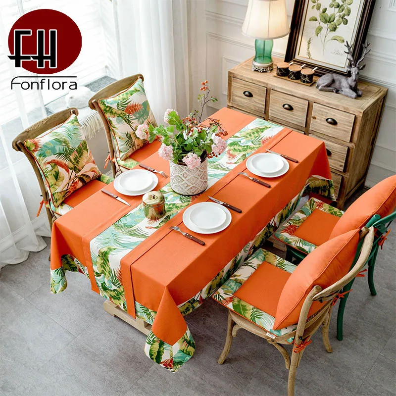North European Luxury Table Cloth Solid Cotton Linen Fabric With Floral Home Decor Dining Cover Desk Single | Дом и сад