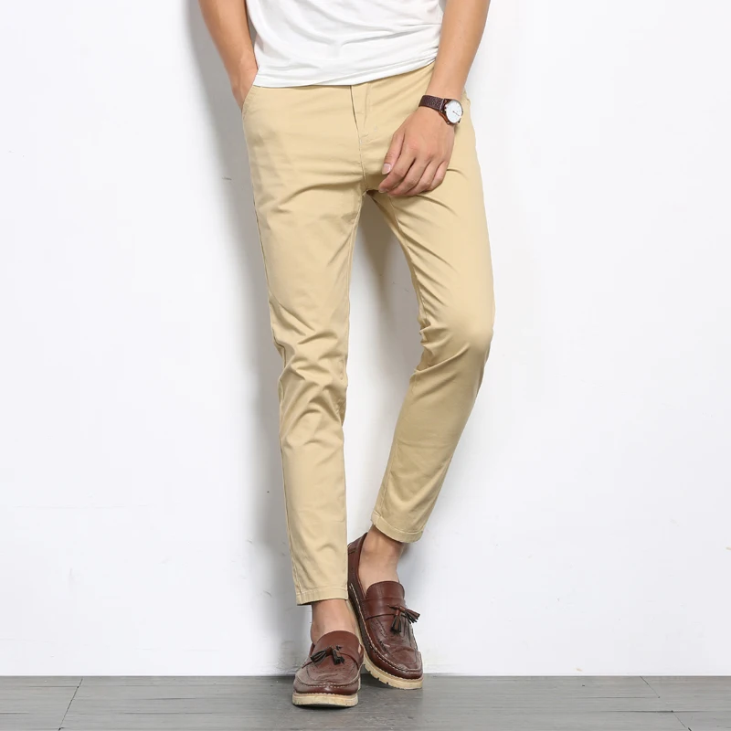Брюки мужские прямые хлопковые повседневные модные штаны Slim Fit до щиколотки