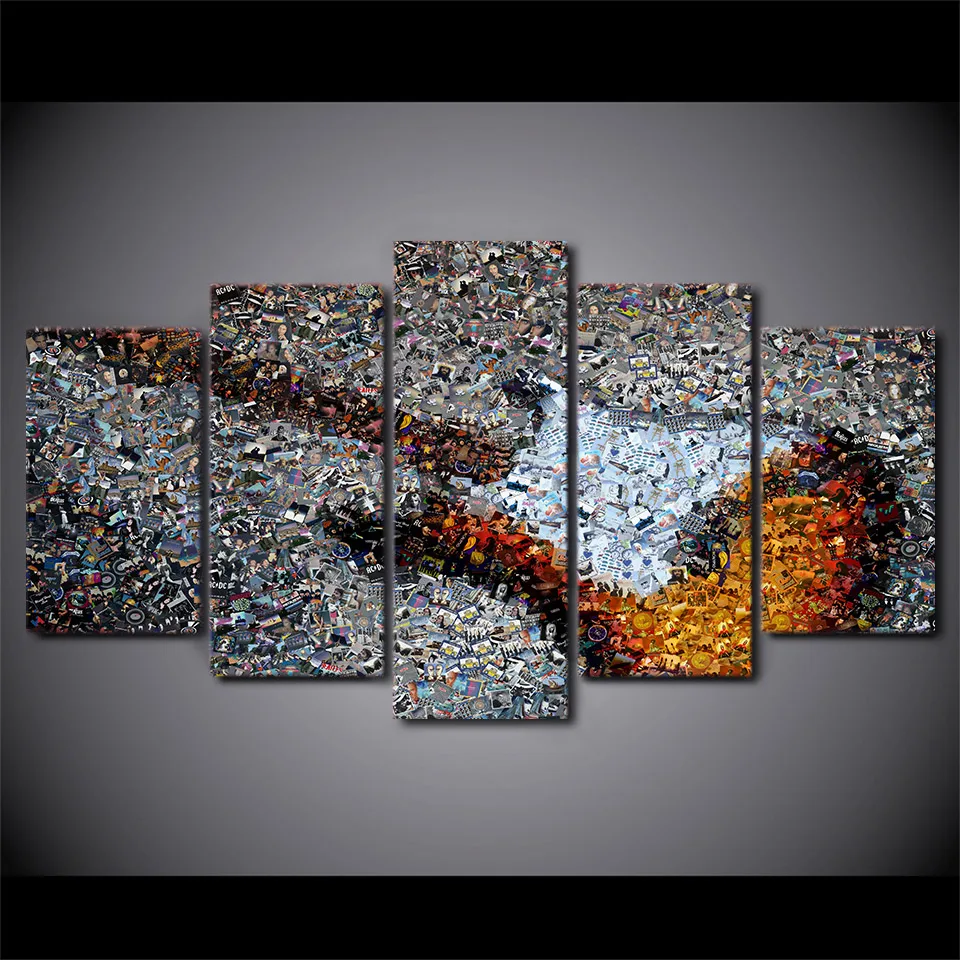 

Canvas Painting Printed 5 Pieces Synthesis Guitar Abstract Wall Art Canvas Pictures For Living Room Bedroom Home Decor