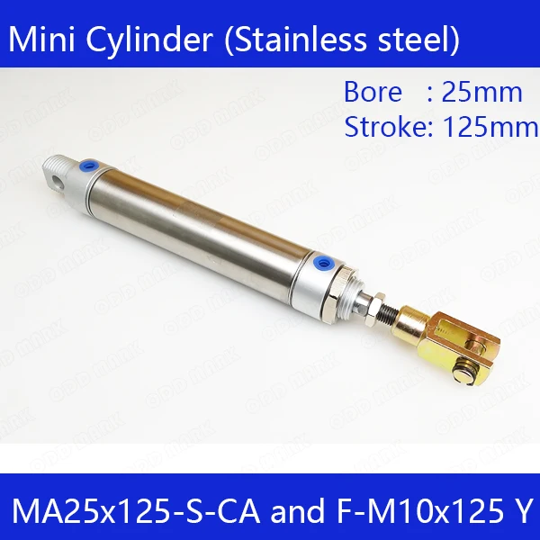 

MA25*125 Free shipping Pneumatic Stainless Air Cylinder 25MM Bore 125MM Stroke MA25X125-S-CA Double Action Mini Round Cylinders