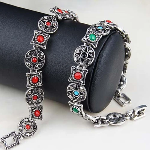 Женский Браслет манжета в стиле бохо ретро круглая монета ромбовидная форма