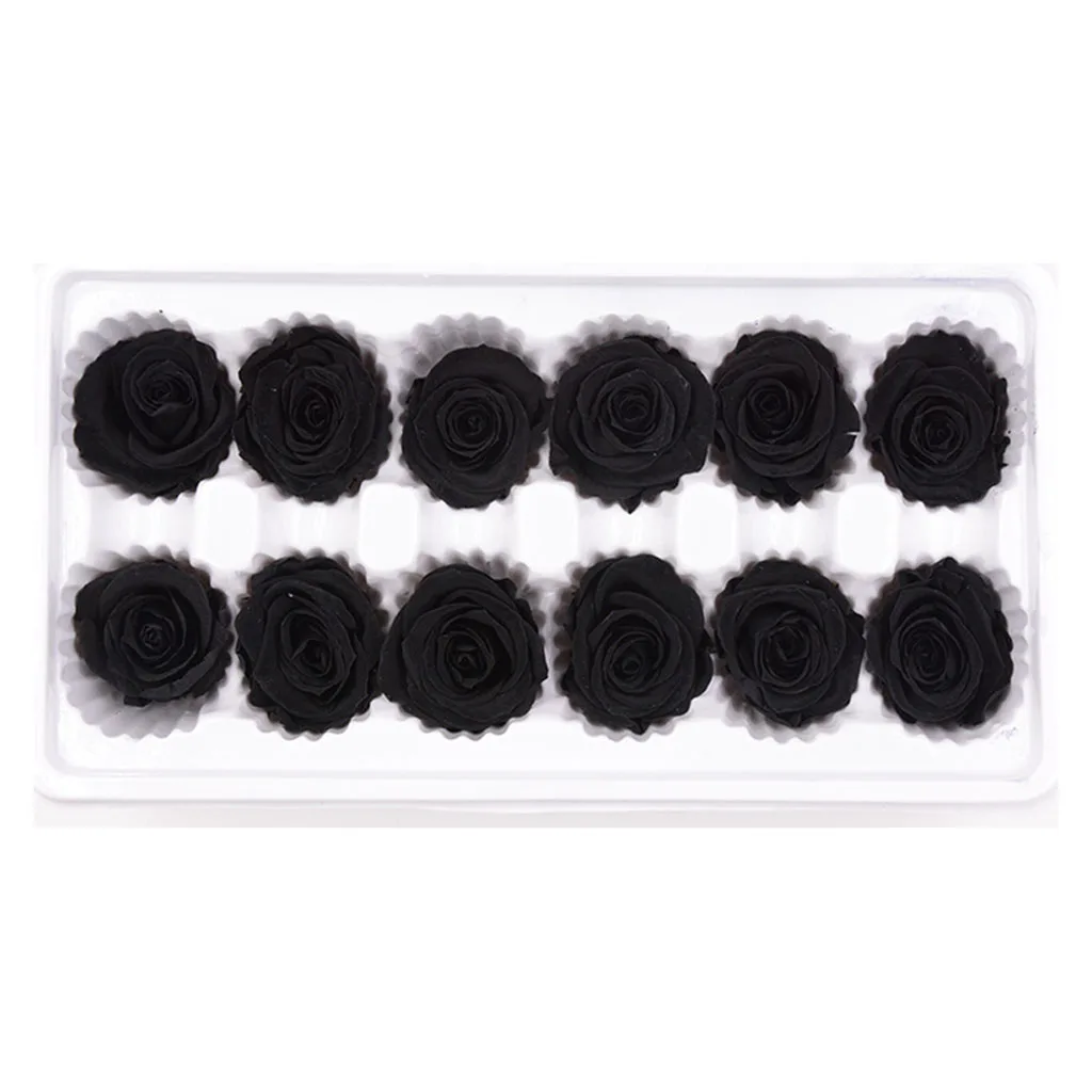 E 12pcs 12 шт./24 шт./кор. "Законсервированные" Цветы бессмертный роза 3-4 см является допустимой измерений в пределах 2-3 см Диаметр на День святого Валентина, подарок ко Дню вечная жизнь цветок Материал подарочная коробка - Цвет: E 12pcs