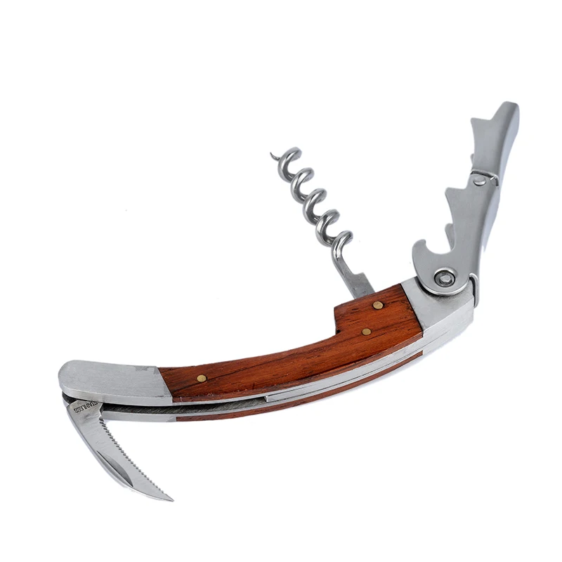 1 шт. открывалка для бутылок вина с деревянной ручкой из нержавеющей стали штопор