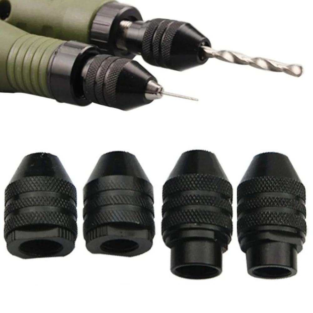 

QWORK 1pcs Multifunctional keyless chuck Carbon steel plastic Dremel Accessories for 0.3-3.2mm Shank Long Short Tail two Styles