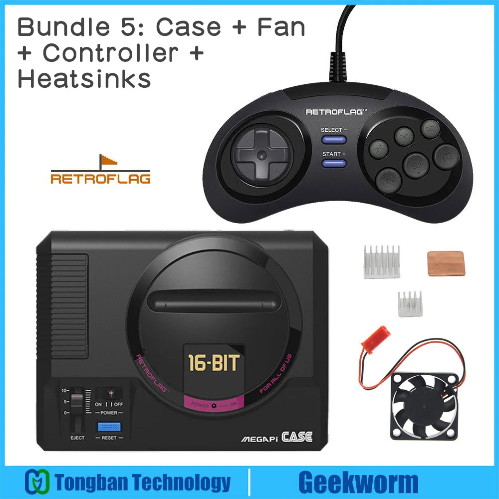 Bundle 5 MEGAPi чехол Retroflag Retropie MD Raspberry Pi игровая консоль+ USB проводной геймпад игровой контроллер для Raspberry Pi 3 Model B+(плюс - Цвет: Bundle 5