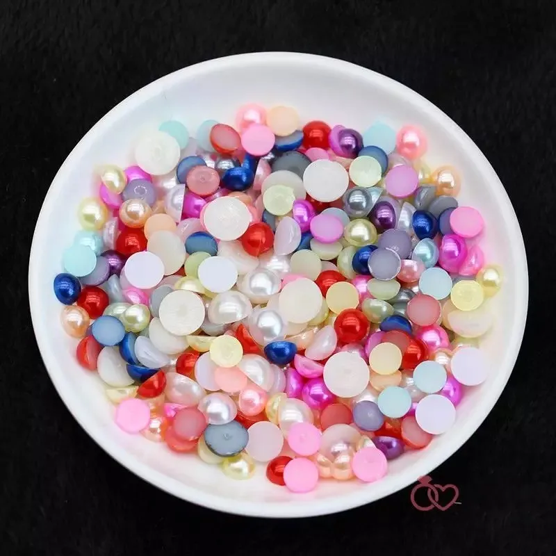 

4/6/8mm Half ABS Pearls Colorful Round Acrylic Imitation Flatback Pearl Beads for Jewelry Making /DIY Nail Art /Phone Decoration