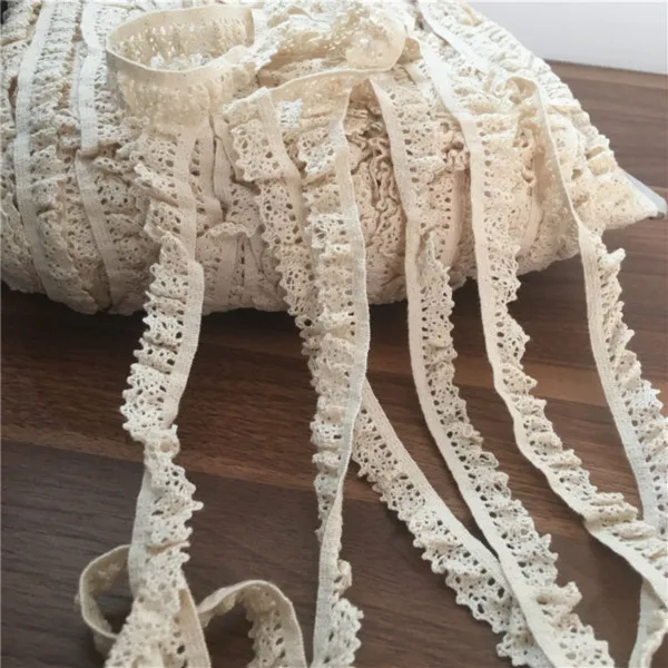 B 1.6cm wide beige 10 Ярд/лот 1,6 см в ширину, бежевые эластичные КРУЖЕВНЫЕ ШТОРЫ со складками для дивана, кровати, юбки, кружевная ткань, одежда, мантия, аксессуары - Цвет: B 1.6cm wide beige