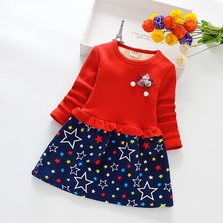 BibiCola/зимнее теплое платье для девочек модные детские Вечерние платья из плотного