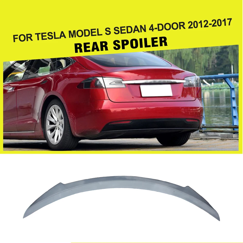 Задний багажник загрузки спойлер Крылья для Tesla модель S 2012 2017 FRP Неокрашенный
