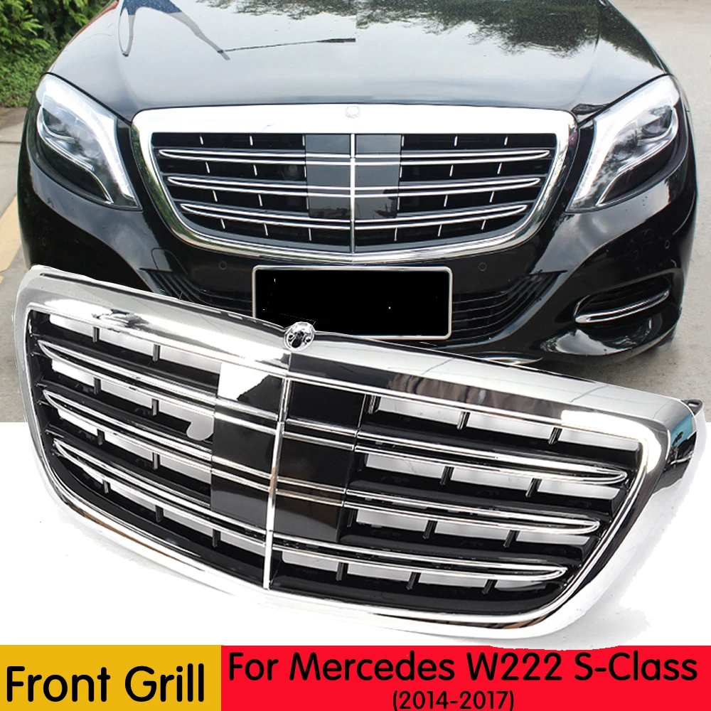 Новый S класс решетка для Mercedes Benz W222 Передняя Хром ABS гоночный гриль S400 S500 S550 C217 2014