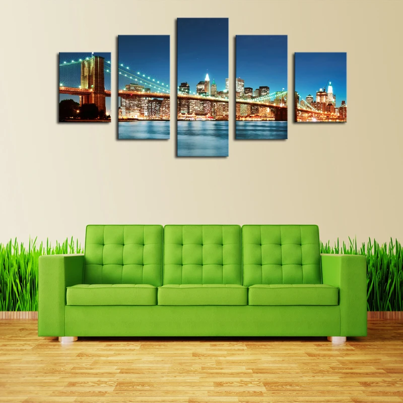 2017 High Quality Beautiful Foreign Bridges Nightsacpe Modern Wall Paintings On Canvas Bridge Architecture Oil Painting Decor | Дом и сад