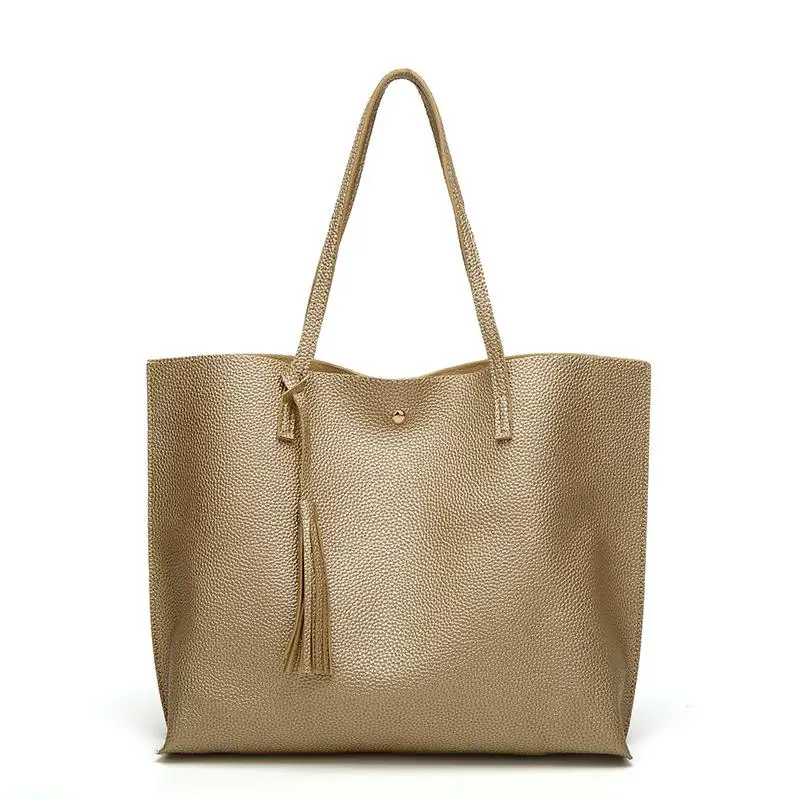 Gold women bag Большая вместительная сумка для покупок на выходные женская сумка из искусственной кожи женская сумка-мессенджер женская сумка через плечо - Цвет: Gold women bag