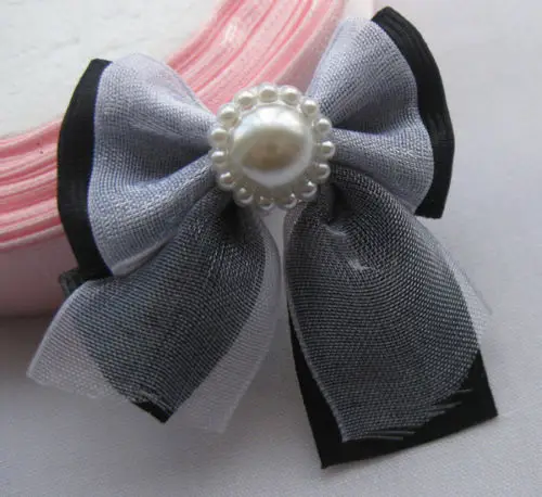 20 штук Grosgrain/лента из органзы Луки с жемчугом свадебные аппликации полиэстер