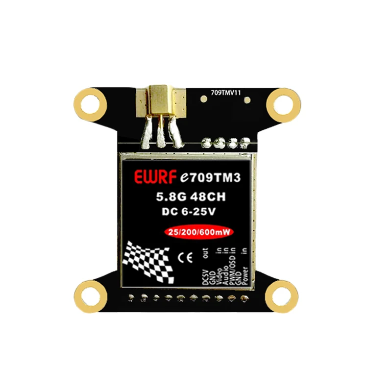 Новый EWRF e709TM3 5 8G OSD Регулируемый AV Передатчик 5В 48CH с встроенным BEC слот для карт/PWM
