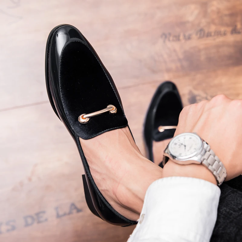 Модные свадебные вечерние мужские лоферы Мужская бархатная обувь слипоны