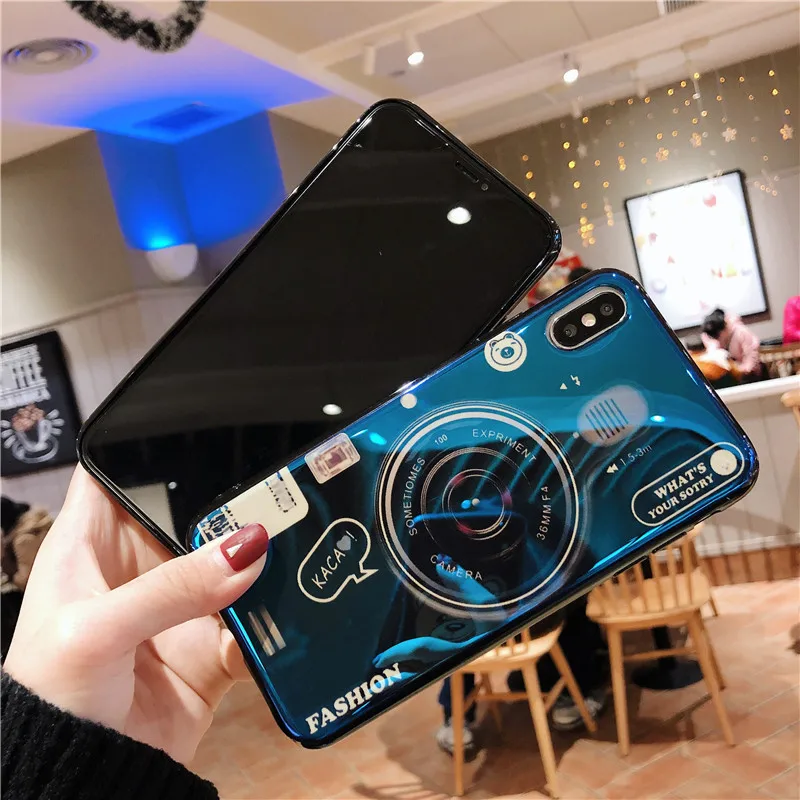Чехол Honor 20 чехол для Мягкая силиконовая Обложка TPU Ретро камера Air с держателем Blu