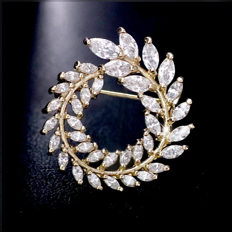 2 цвета прозрачный горный хрусталь брошь с завитками булавка классические листья