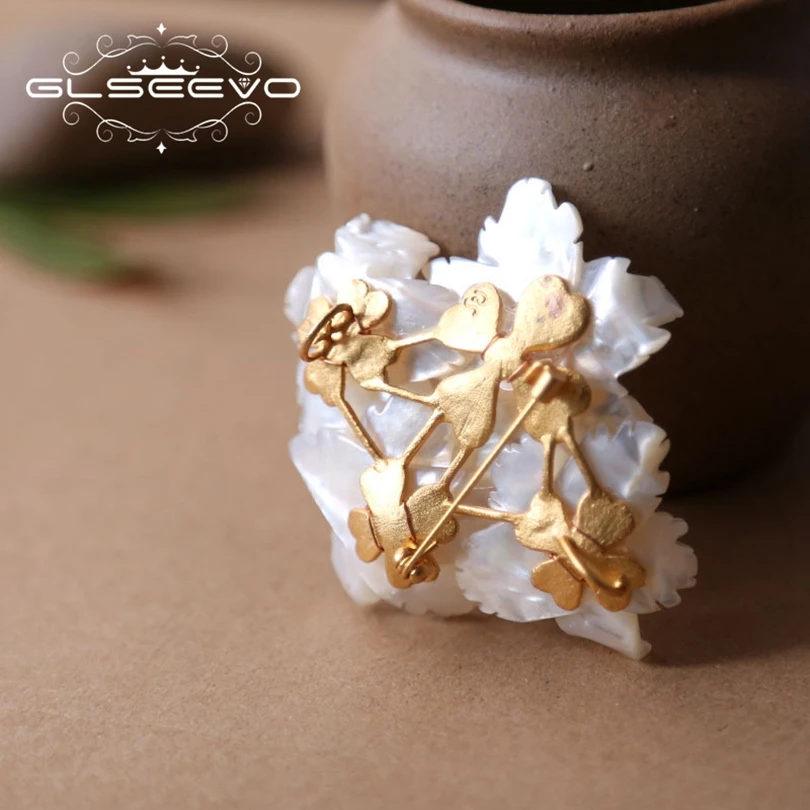 GLSEEVO натуральный перламутровый цветок брошь булавка Chrysoprase Броши для женщин