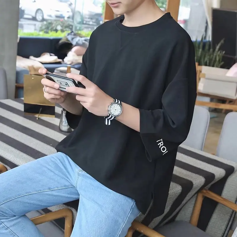 Молодежная Футболка в японском стиле модная свободная футболка с круглым