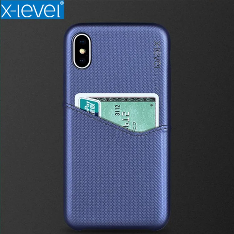 X-Level роскошный с отделением для визитки телефонные чехлы iPhone 7X6 8 жесткая задняя