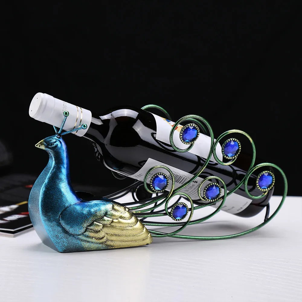 

1 PCS Peacock creative red wine rack display shelf wine bottle holder home European wine rack (Without bottles and cups)LU718922