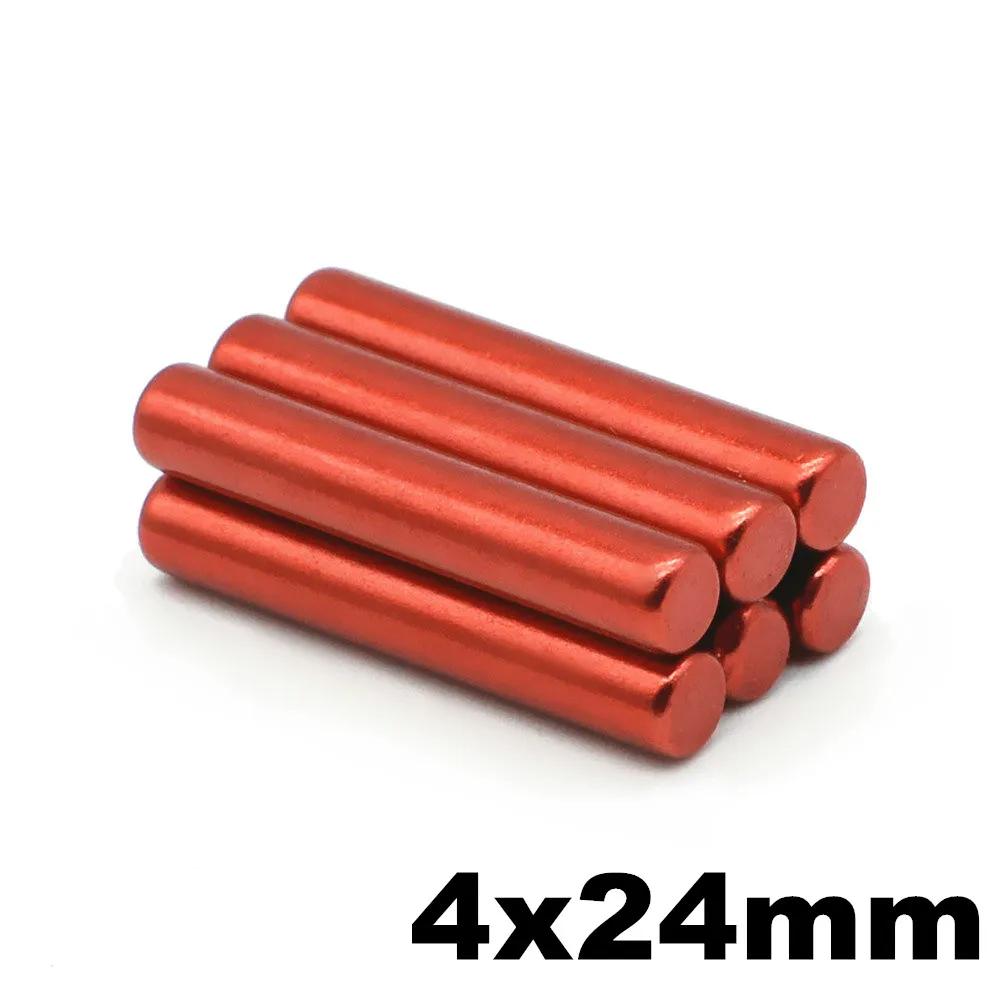 12pcs Red Sticks 12 шт. 4x24 сильный магнит цилиндрический NdFeB строительные игрушки магнитная палка 7 цветов круглые магнитные магниты на холодильник карта булавки 4 белой доски - Цвет: 12pcs Red Sticks