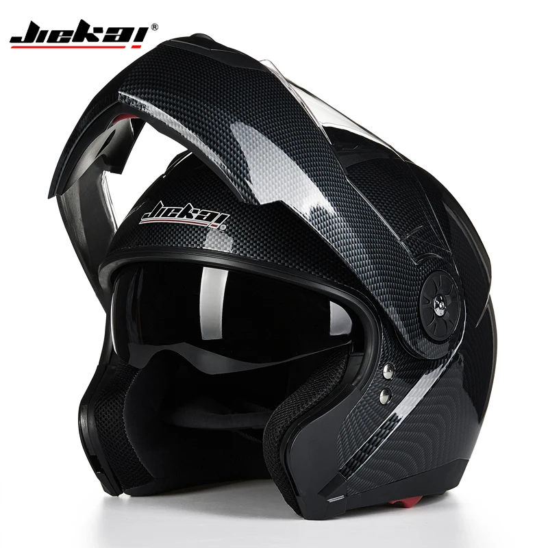 Мотоцикл JIEKAI шлемы с двойным козырьком из углеродного волокна Moto Casco модульные С