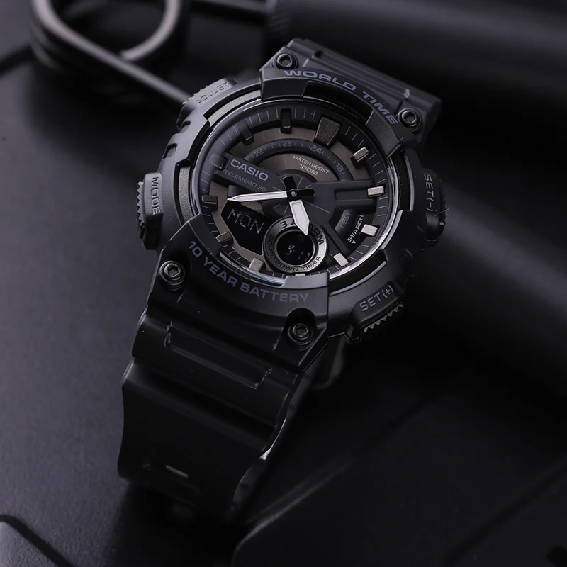 Casio Часы спортивные серии Мода двойной дисплей многофункциональные электронные мужские часы AEQ-110W-1B
