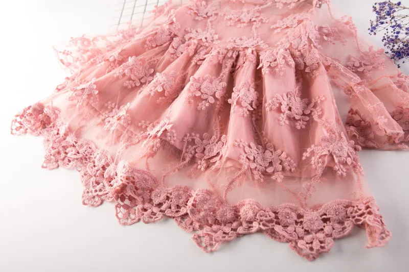 Summer Girl Clothes Kids Flare Sleeve Dresses For Girls Lace Flower Dress Baby Party Wedding Children Princess | Детская одежда и