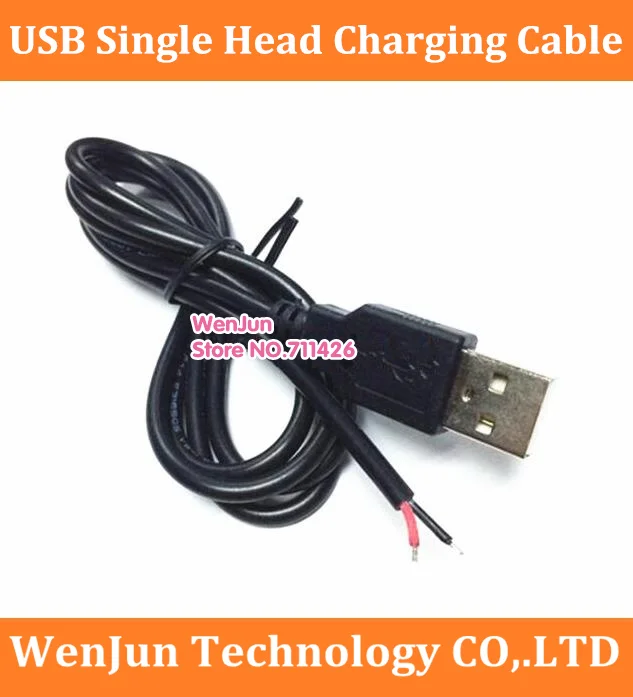 

High Quality 22AWG USB Single Head Charging Cable 2 core USB data cable Support 3A USB Power Cable 10pcs/lot