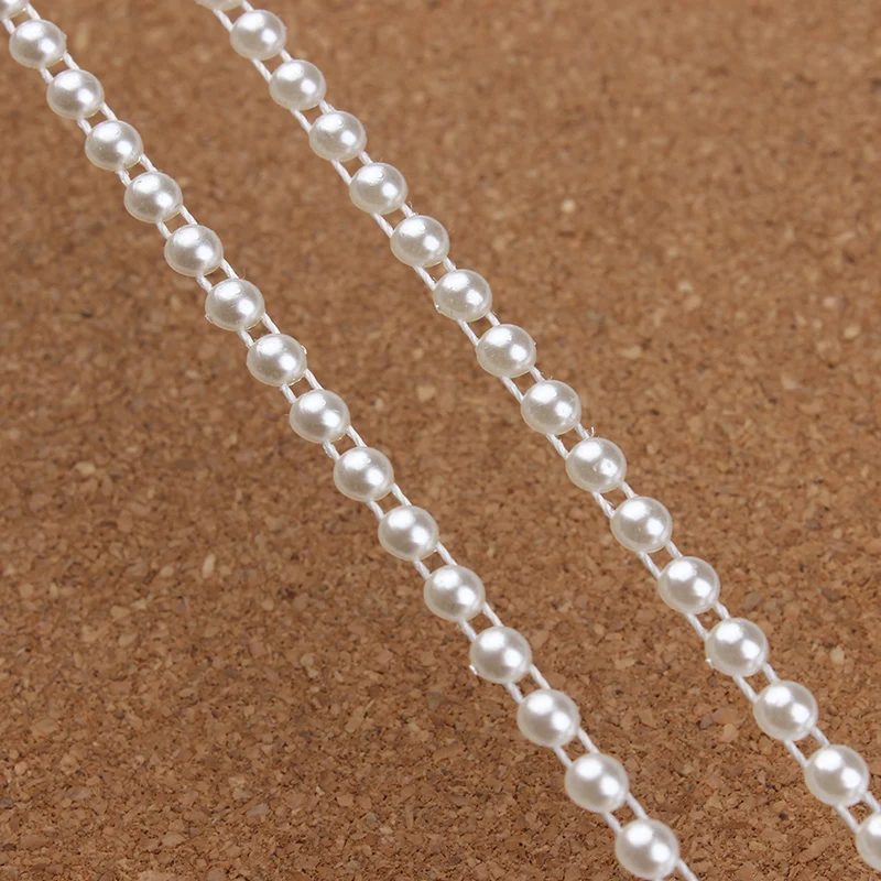 5 м/лот диаметр 4 мм плоская задняя круглая белая цепь из АБС-пластика в рулонах с