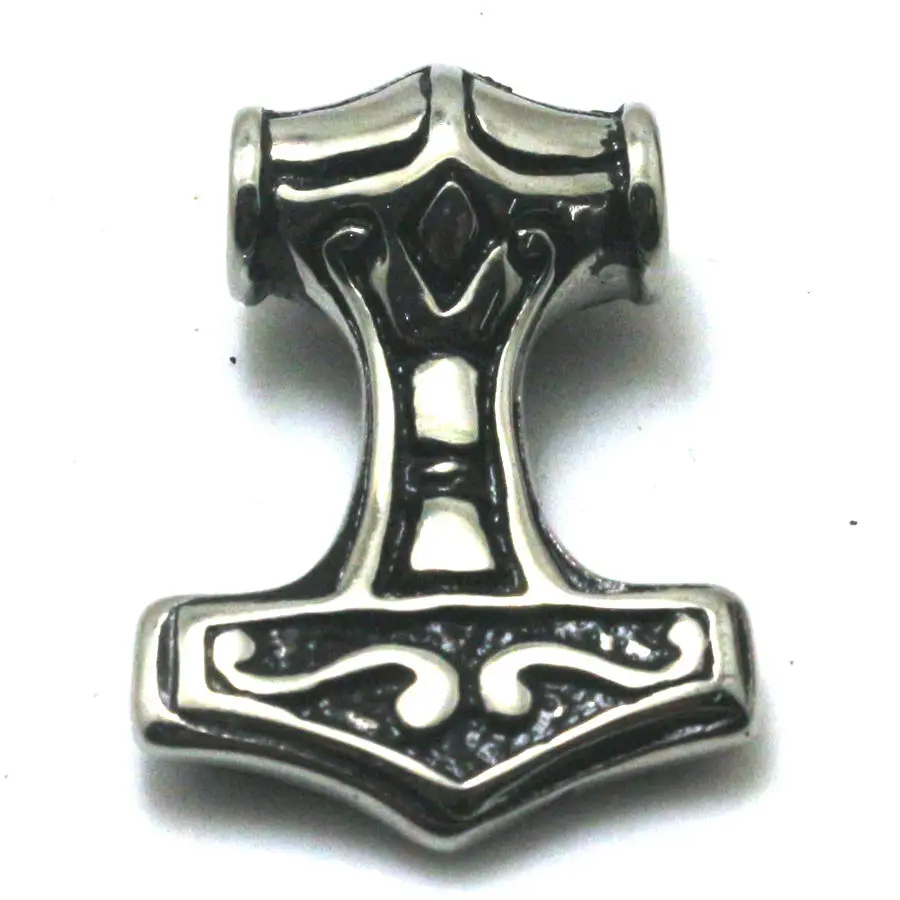 

Men 316L Stainless Steel Punk Gothic Cool Mini Thor's Hammer Vintage Pendant