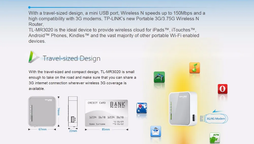 Английская прошивка TP-Link TL-MR3020 3g/3,75G беспроводной маршрутизатор N(логотип случайно