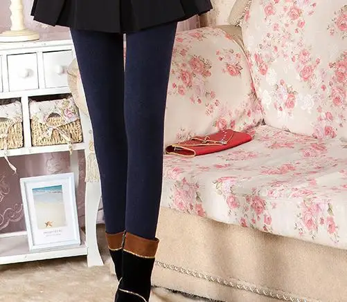 Осенние и зимние цветные хлопковые теплые женские плотные бархатные колготки с высокой талией больших размеров 350 г 1 шт - Цвет: blue