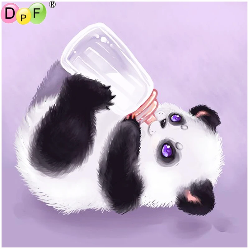 

DPF DIY подарок 5D полная круглая алмазная живопись бутылка Милая панда Алмазная вышивка магический куб Вышивка крестиком ремесла Мозаика Деко...