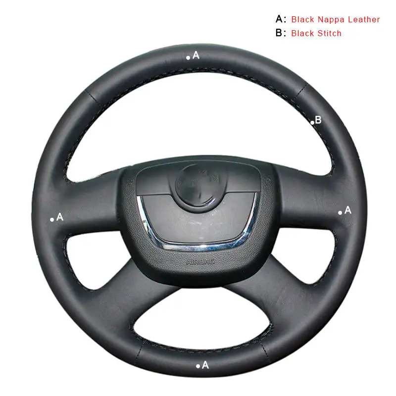 Nappa Leather Автомобильная Оплетка на руль для Skoda Octavia a5 Superb 2012 2013 Fabia 2010- интерьерные автомобильные чехлы на руль - Название цвета: Nappa Leather