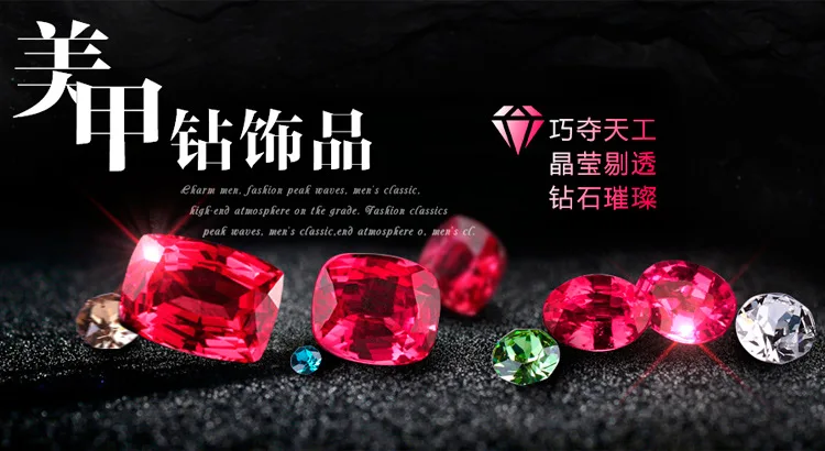 

100Pcs Nail Charms Nail Jewelry Nail art Mix K9 Glass Clear Big Stone Bling pallet crystals & nail jewelry 3D nail art