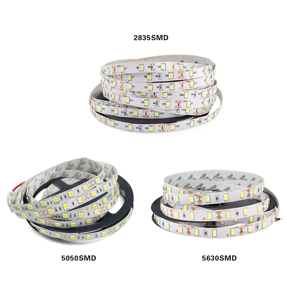 Водонепроницаемая светодиодная лента SMD 2835 3528 5630 RGB 5 м 60 светодиодов/м 12 В