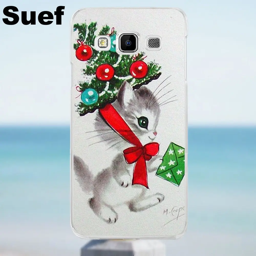 Suef Vintage Kitty Christmas For Galaxy Alpha Core Prime Note 2 3 4 5 S3 S4 S5 S6 S7 S8 mini edge Plus Soft 2017 New Arrival | Мобильные