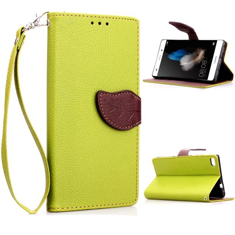 For Huawei Ascend P8 Lite Stand Function 2 Card Holder Wallet Cover Fundas Case Leaf Clasp PU Leather | Мобильные телефоны и